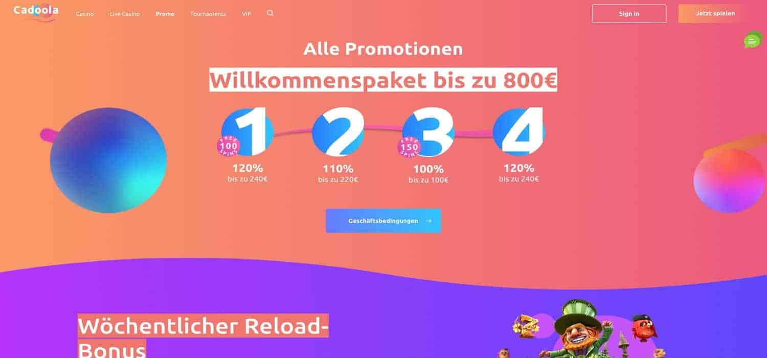 Aktionen Cadoola Casino