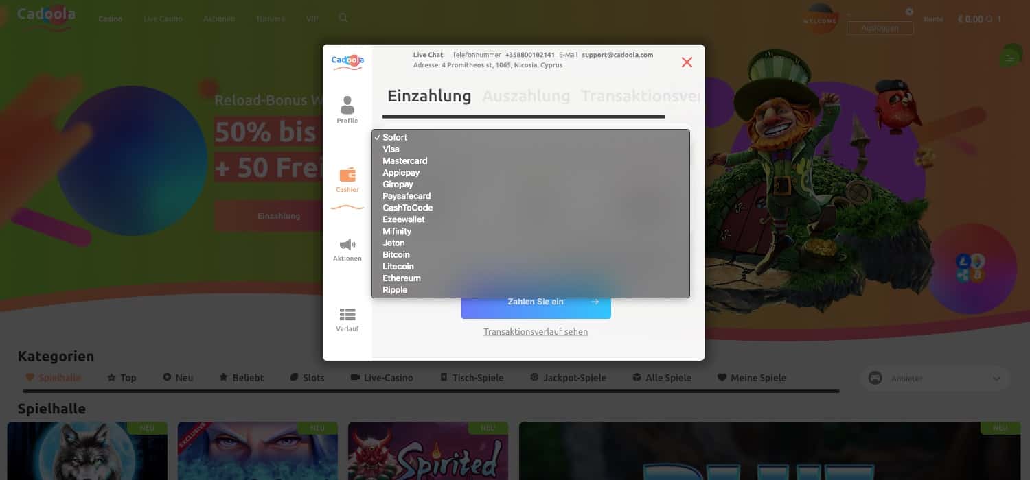 Cadoola Casino Einzahlen