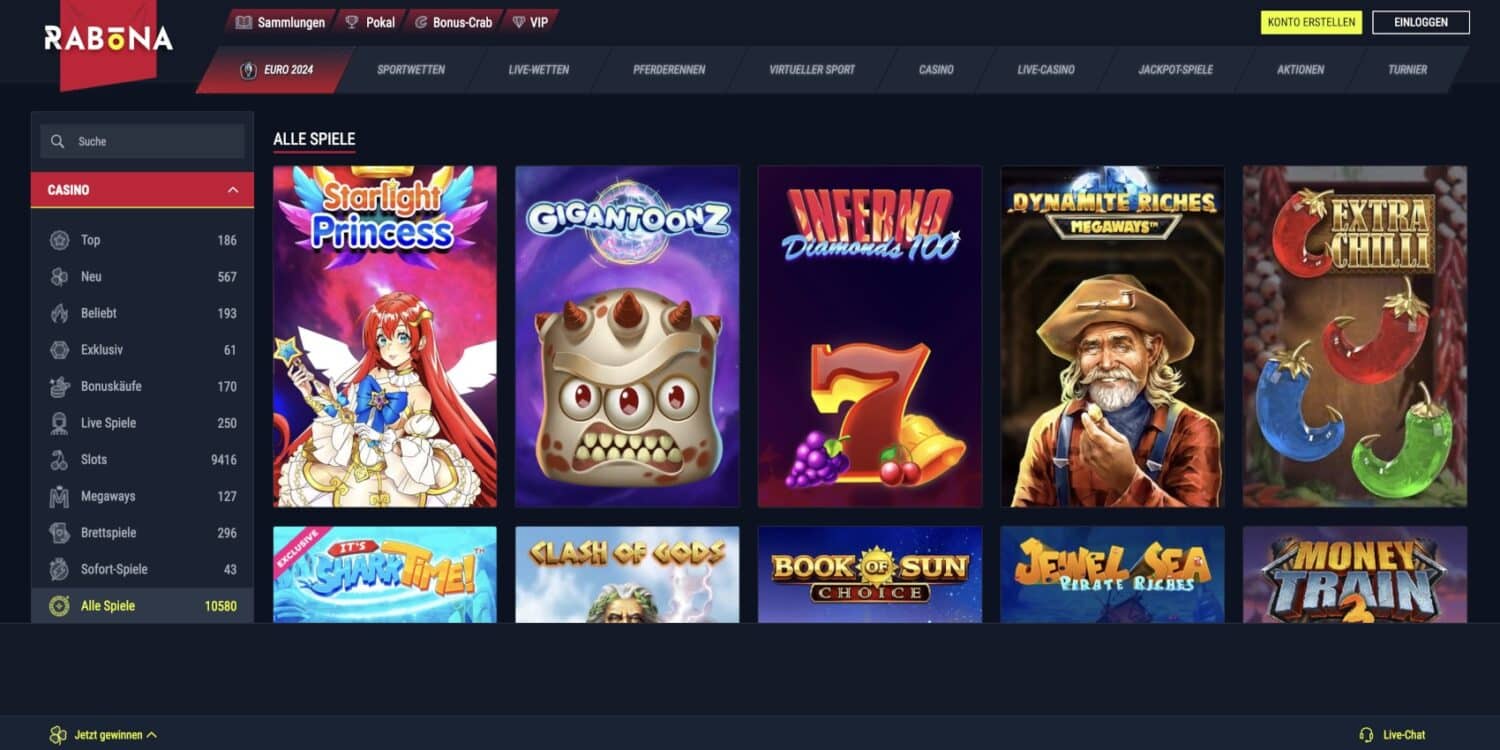 Rabona Casino Alle Spiele