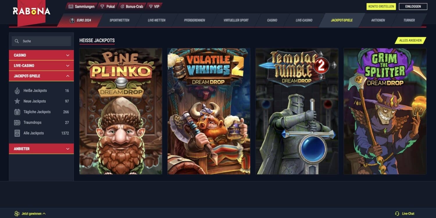 Rabona Casino Jackpots