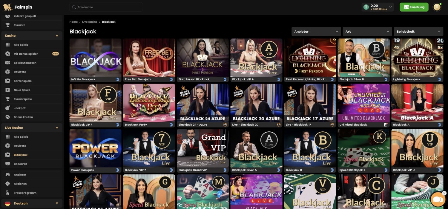 Fairspin Live-Casino