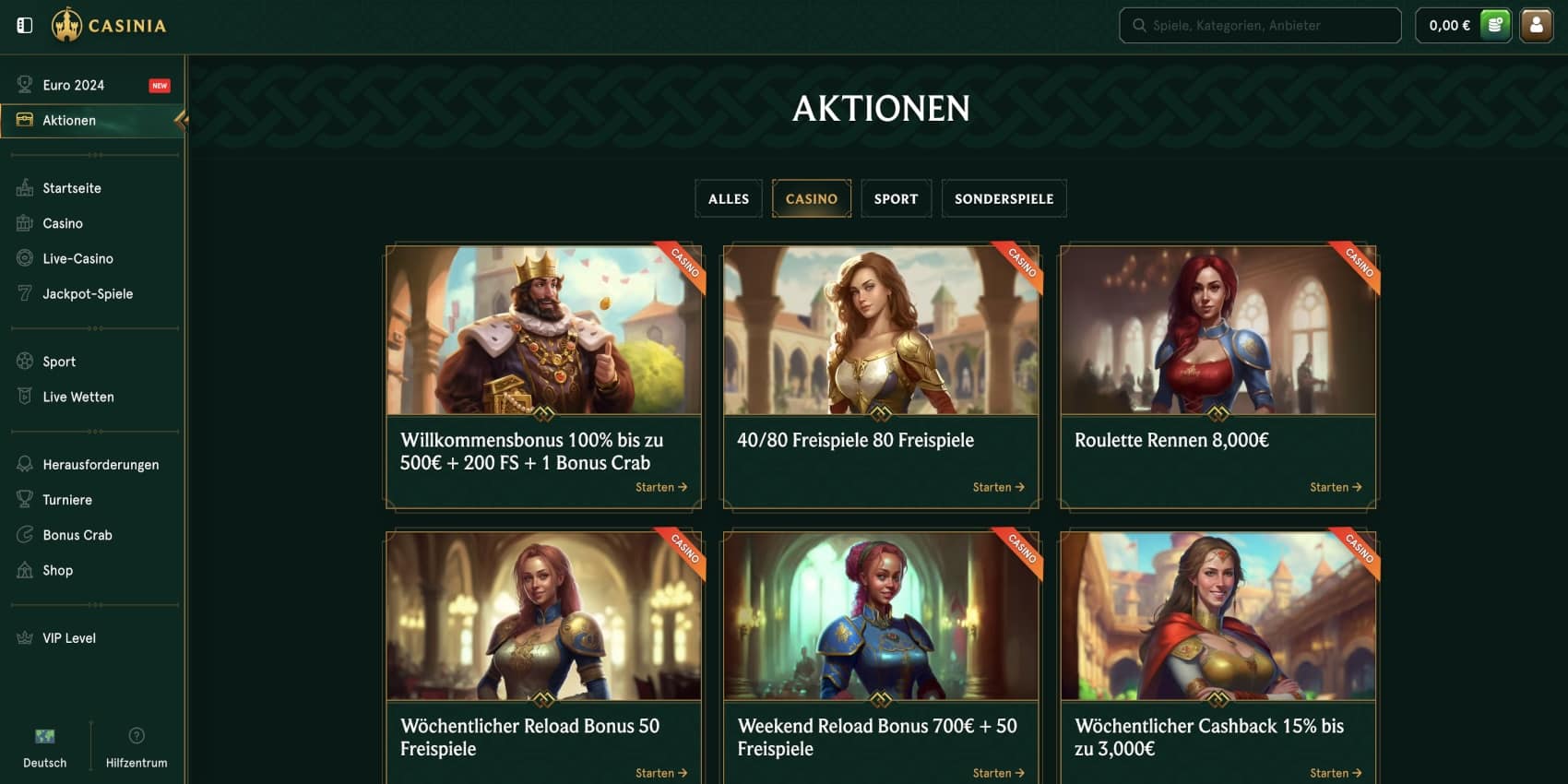 Casinia Casino Aktionen