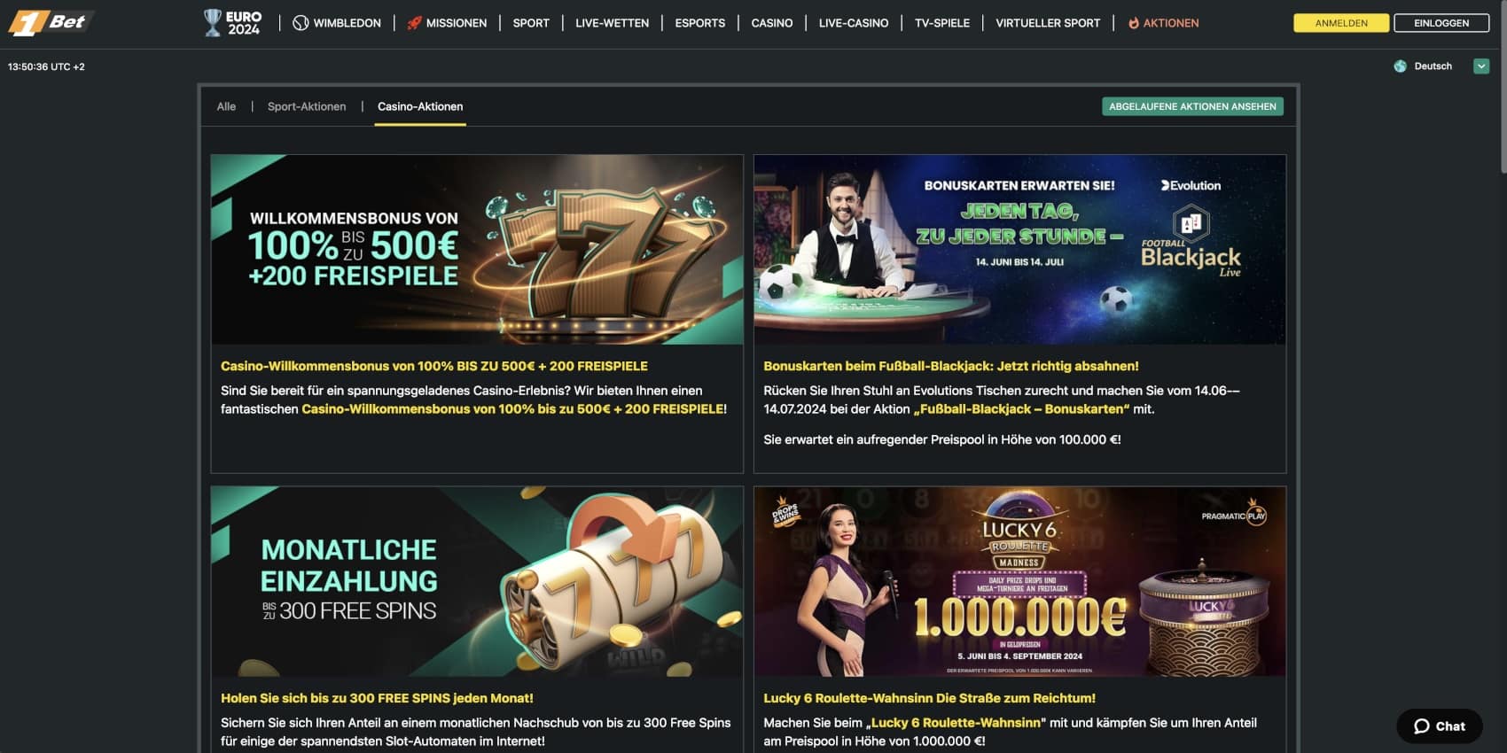 1bet Casino Bonus Aktionen