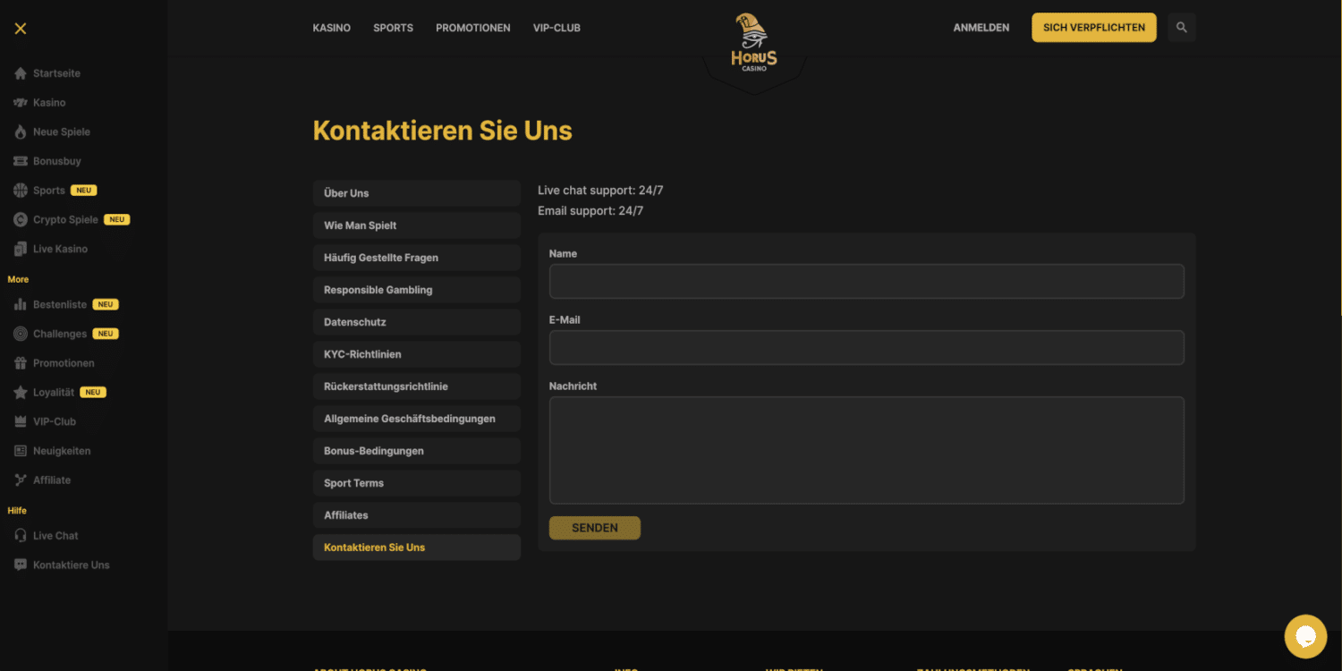 Horus Casino Kontakt