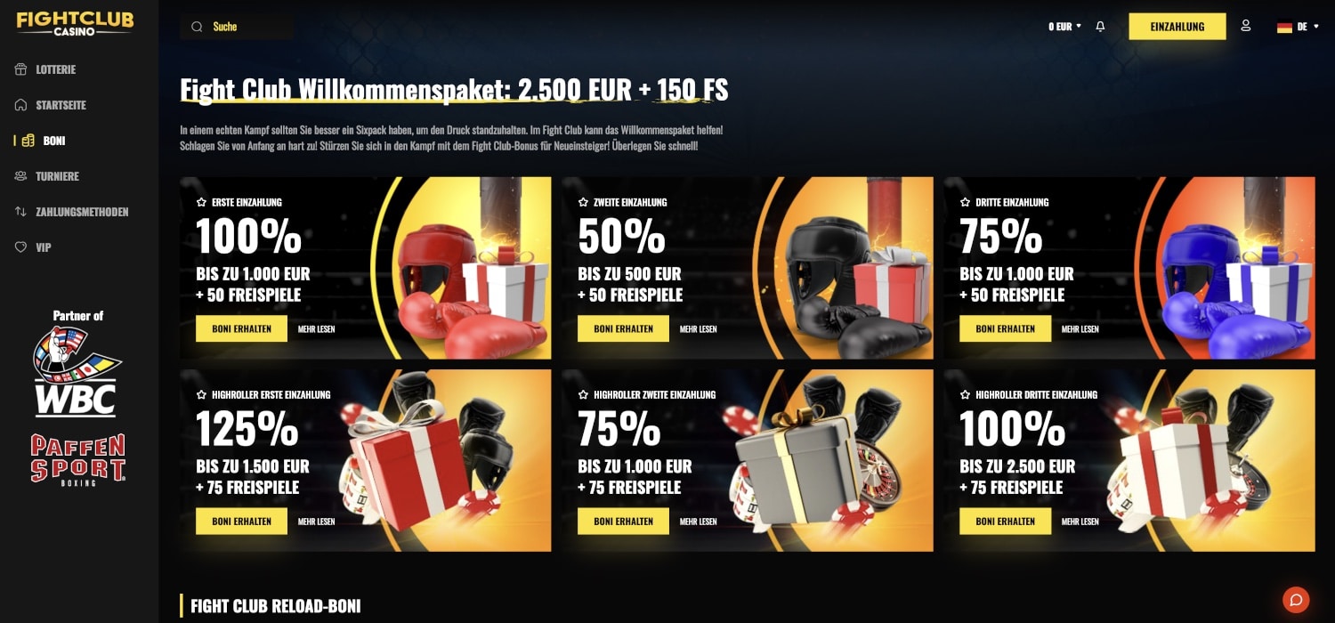 Fightclub Casino Aktionen