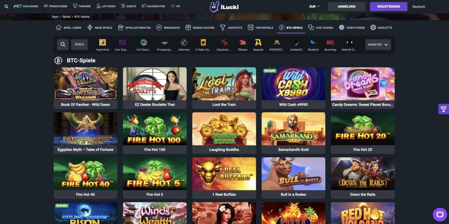 iLucki Casino BTC-Spiele