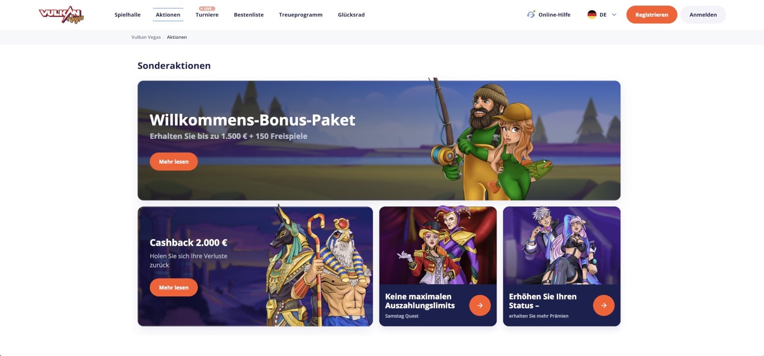 Vulkan Vegas Casino Aktionen