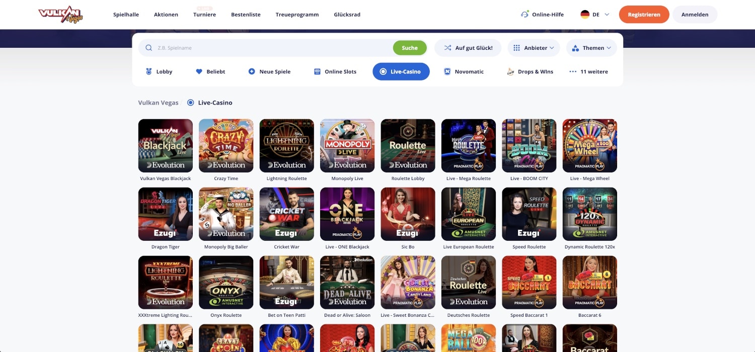 Vulkan Vegas Live-Casino