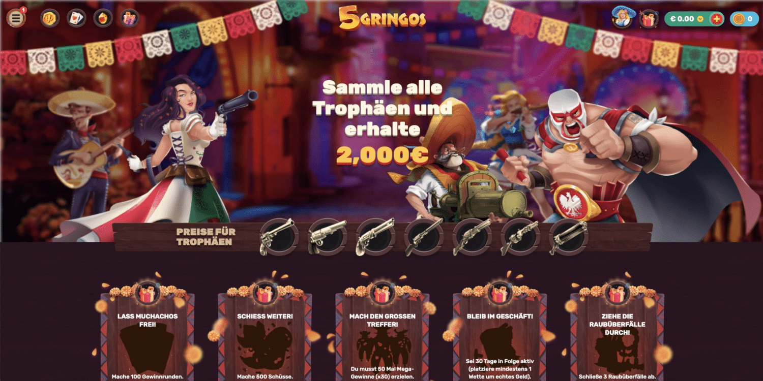 5Gringos Casino Trophäen