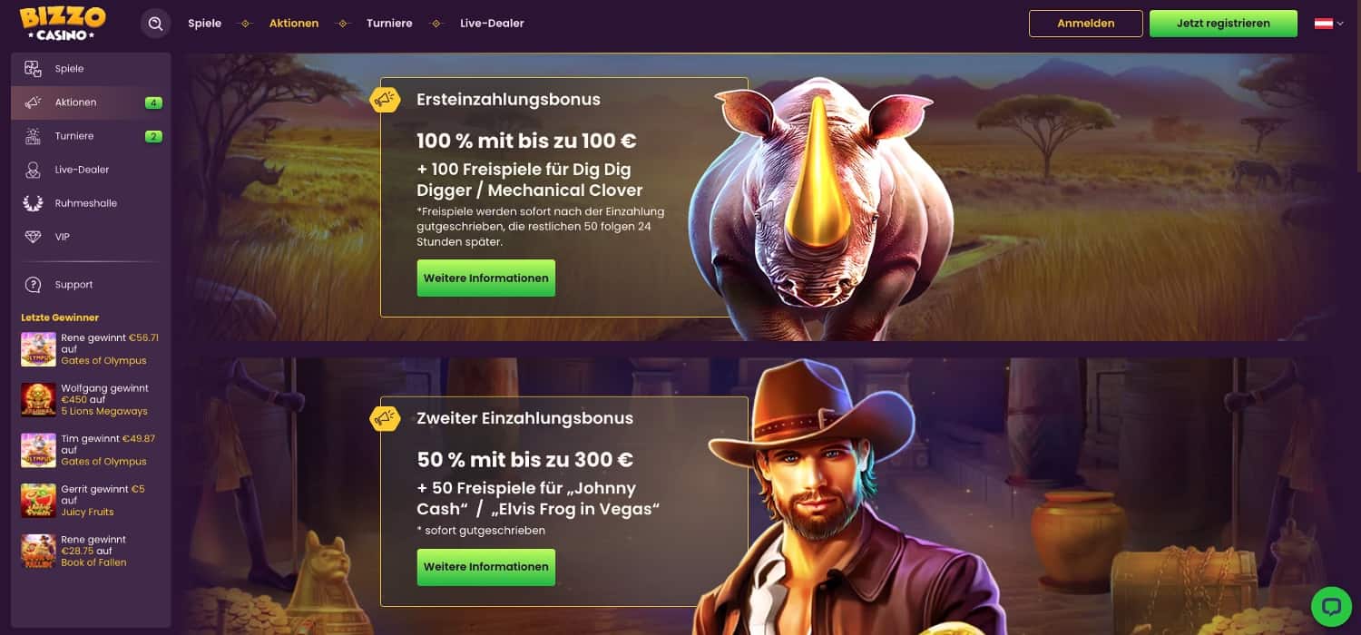 Bizzo Casino Aktionen