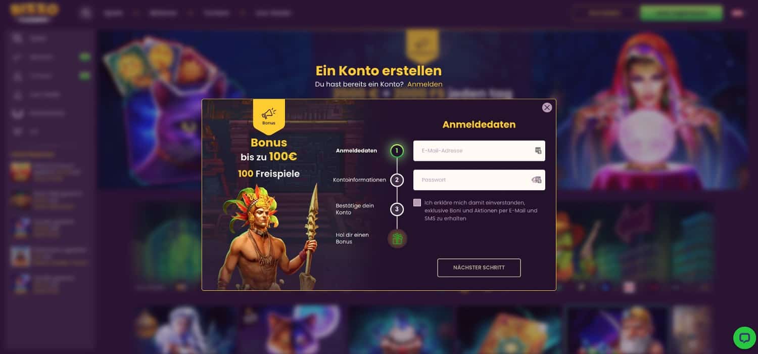 Bizzo Casino Registrierung