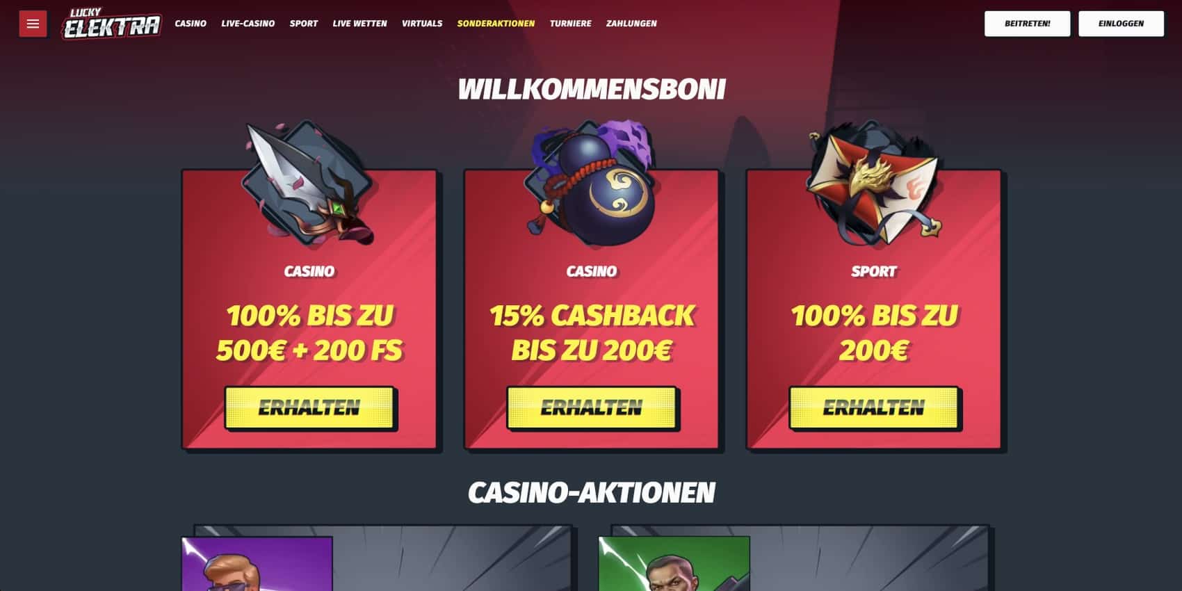 LuckyElektra Casino Willkommensboni