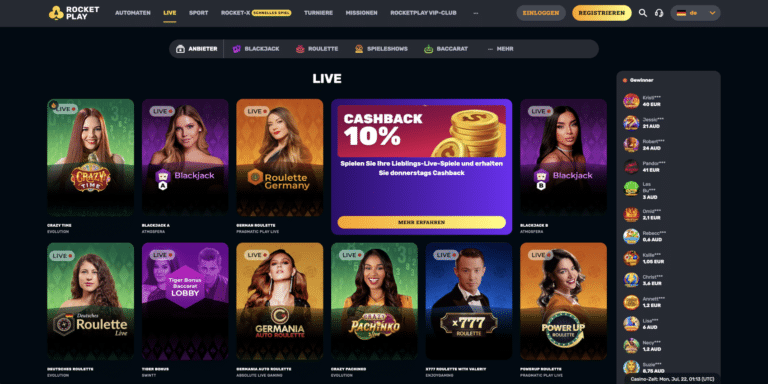 RocketPlay Live-Casino