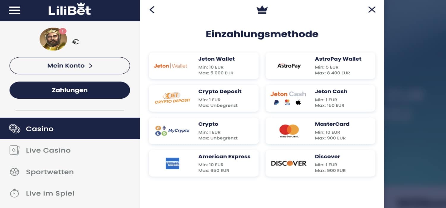 Lilibet Casino Einzahlen