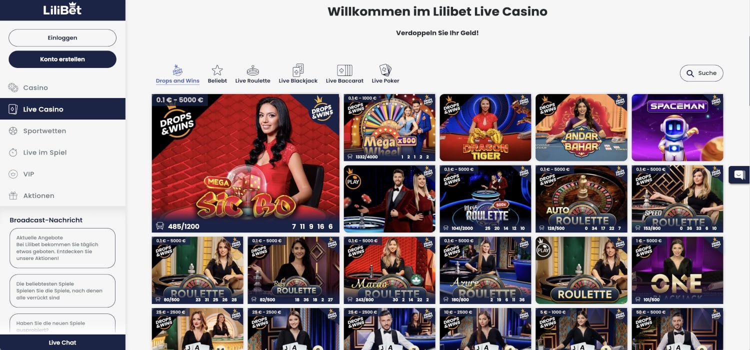 Lilibet Casino Livespiele