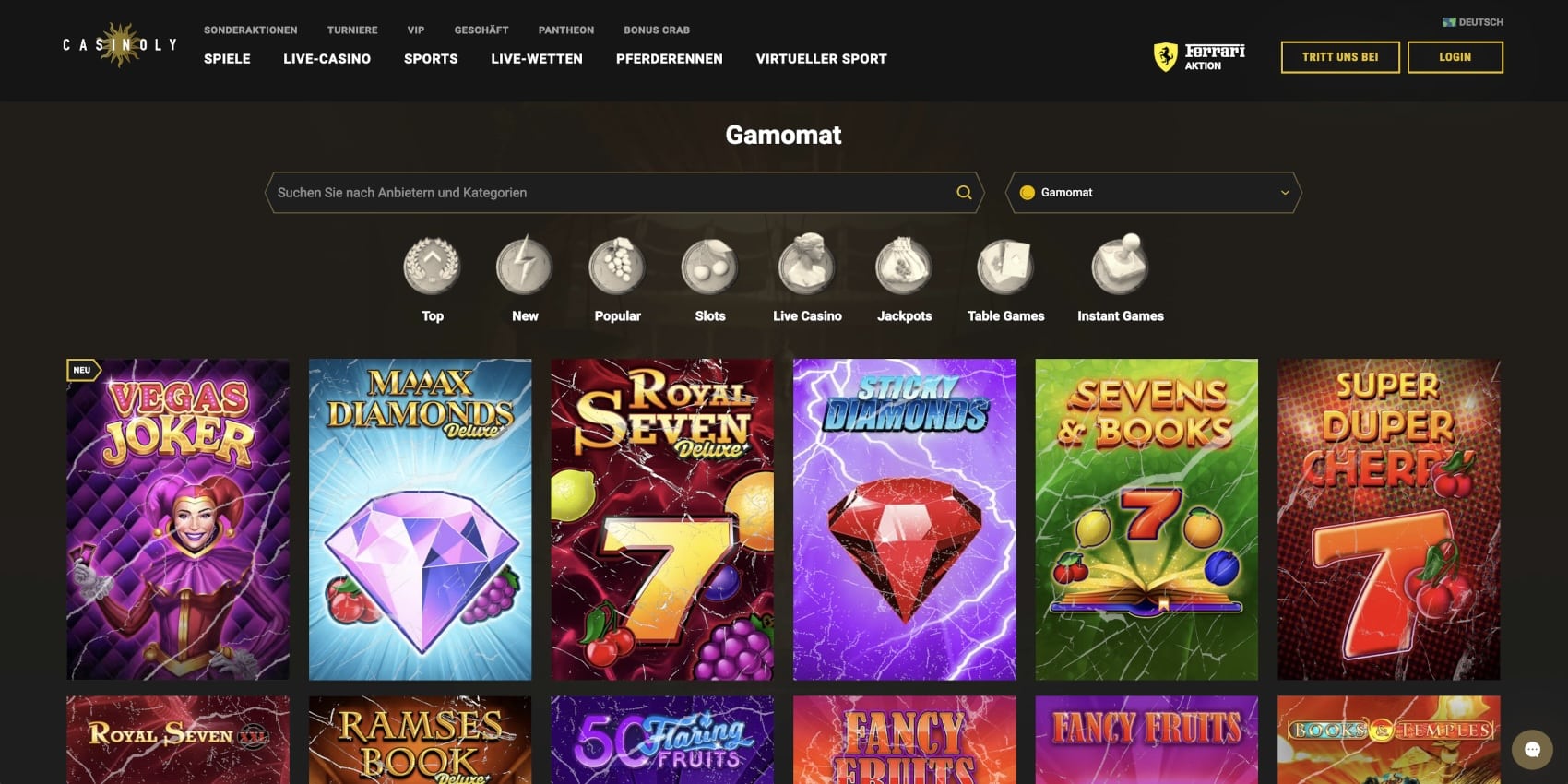 Casinoly Casino Gamomat