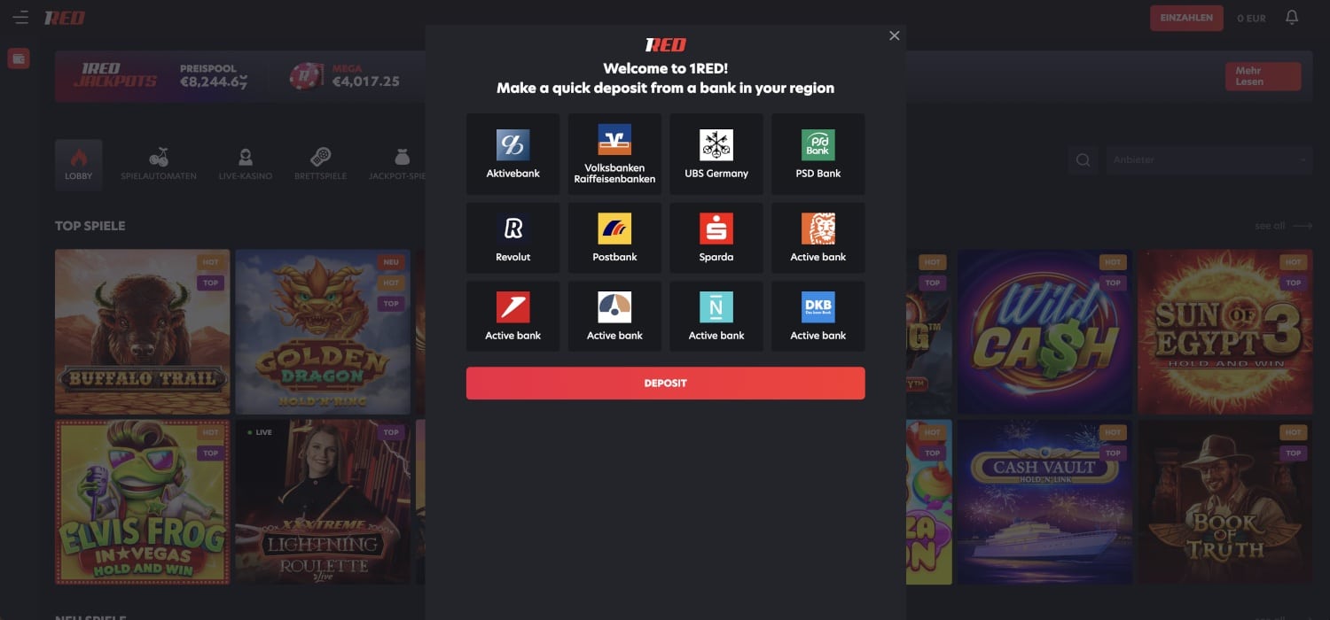1Red Casino Schnelle Einzahlung