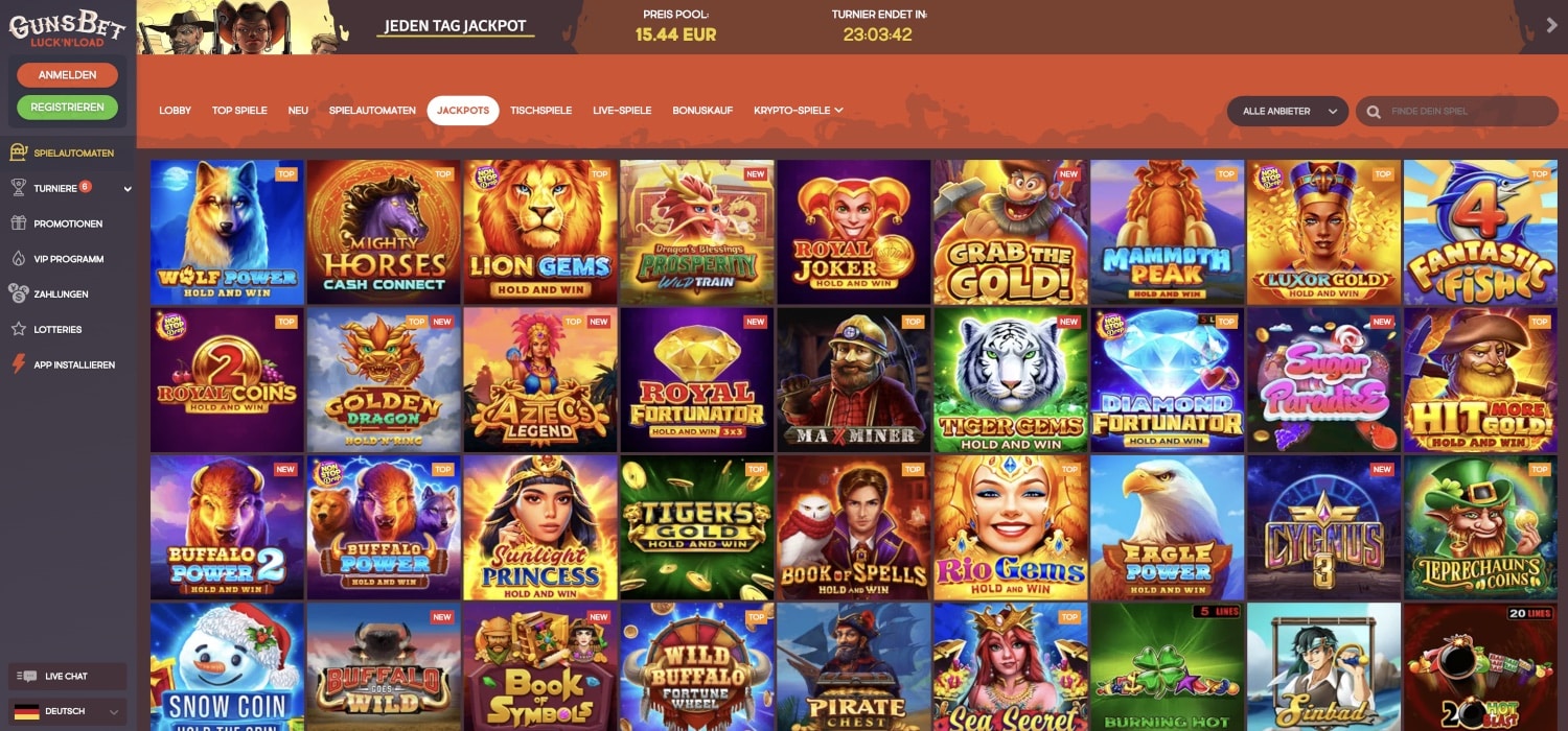 Gunsbet Casino Jackpots