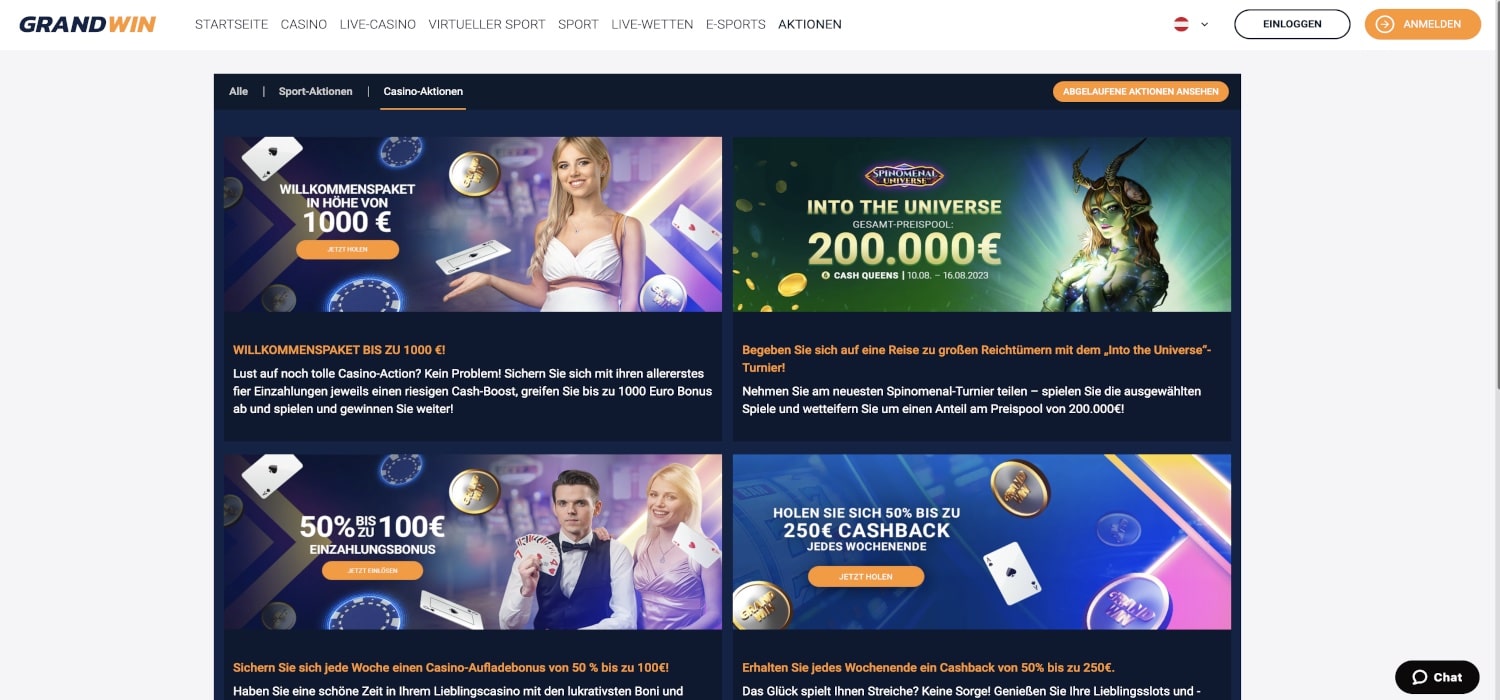 GrandWin Casino Aktionen