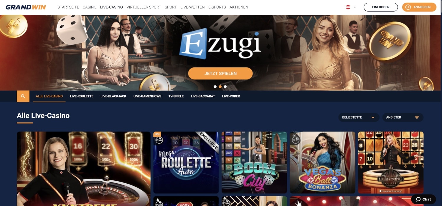 GrandWin Casino Livespiele