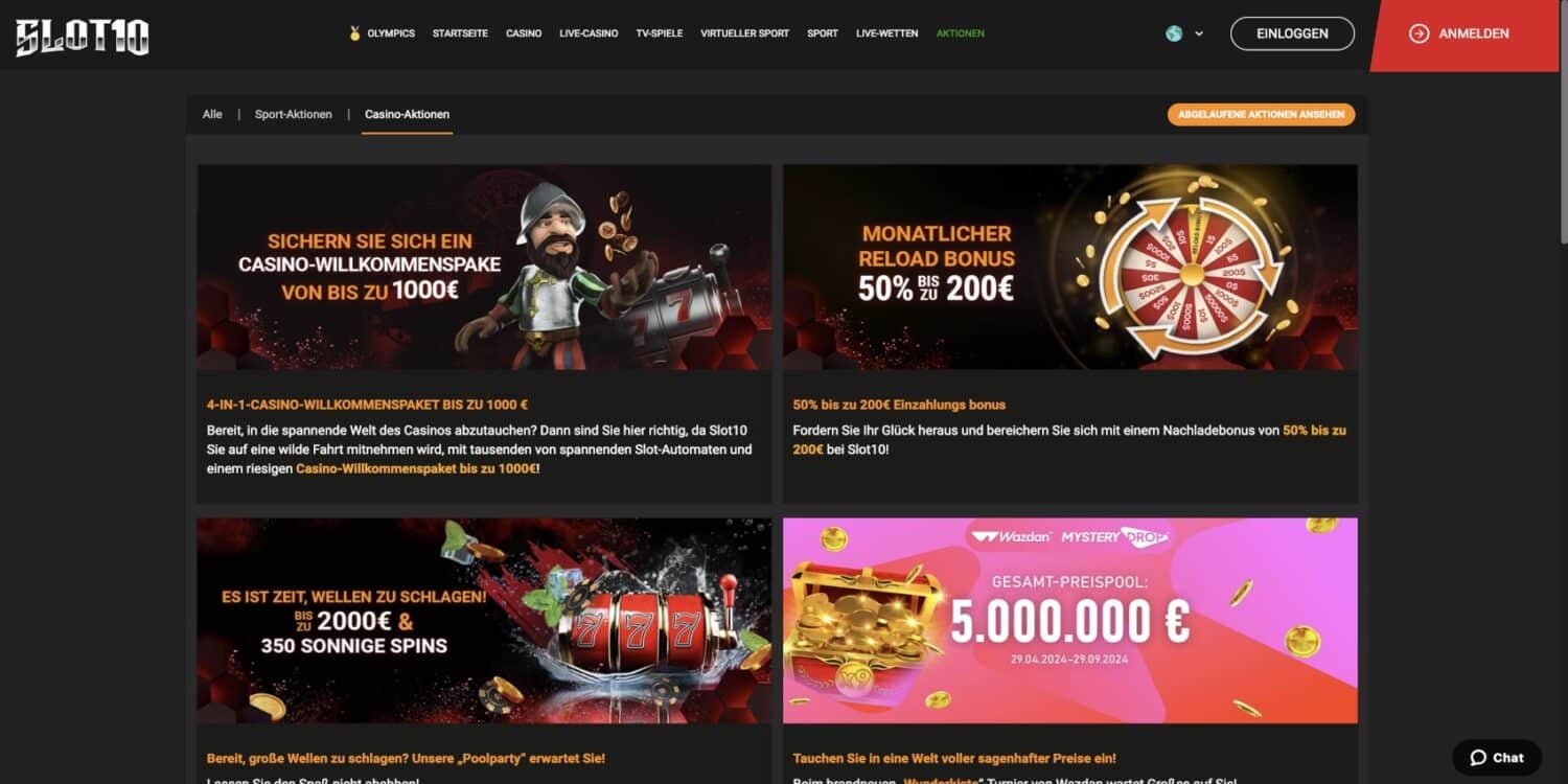 Slot10 Casino Aktionen