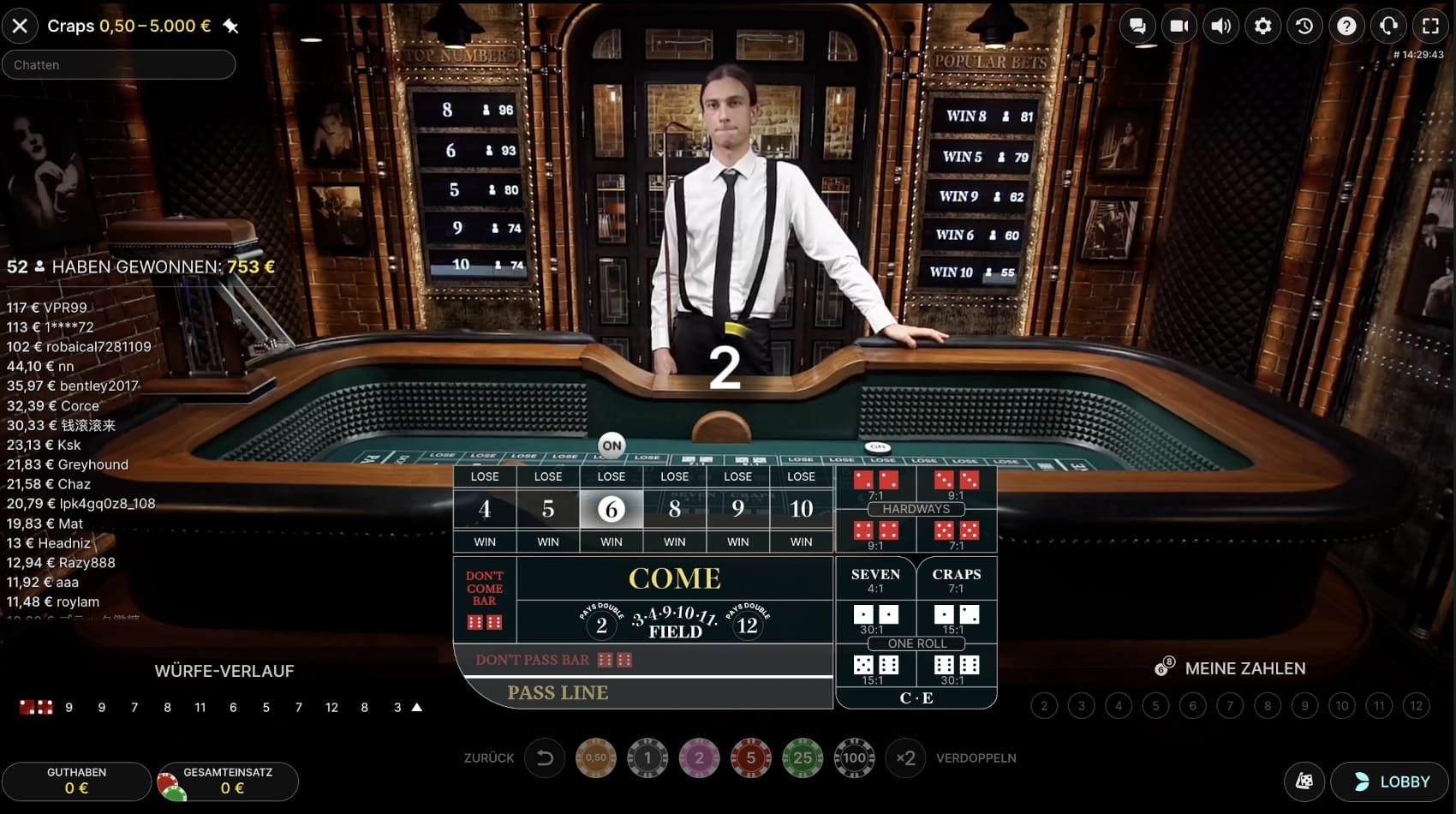 Craps Live Evolution