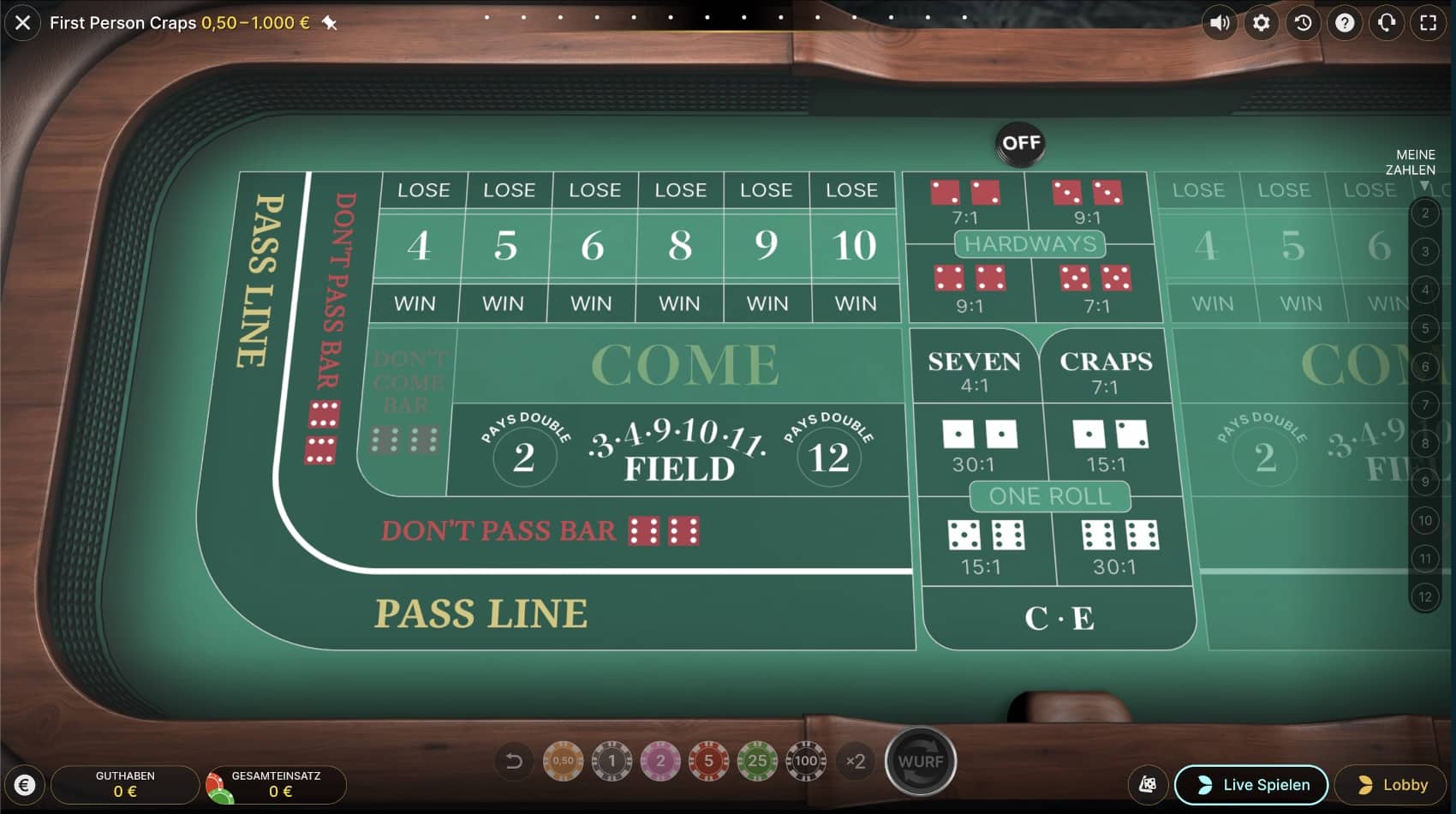 First Person Craps Evolution