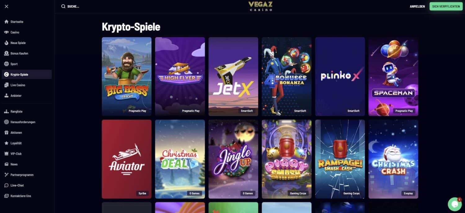 Vegaz Casino Krypto-Spiele